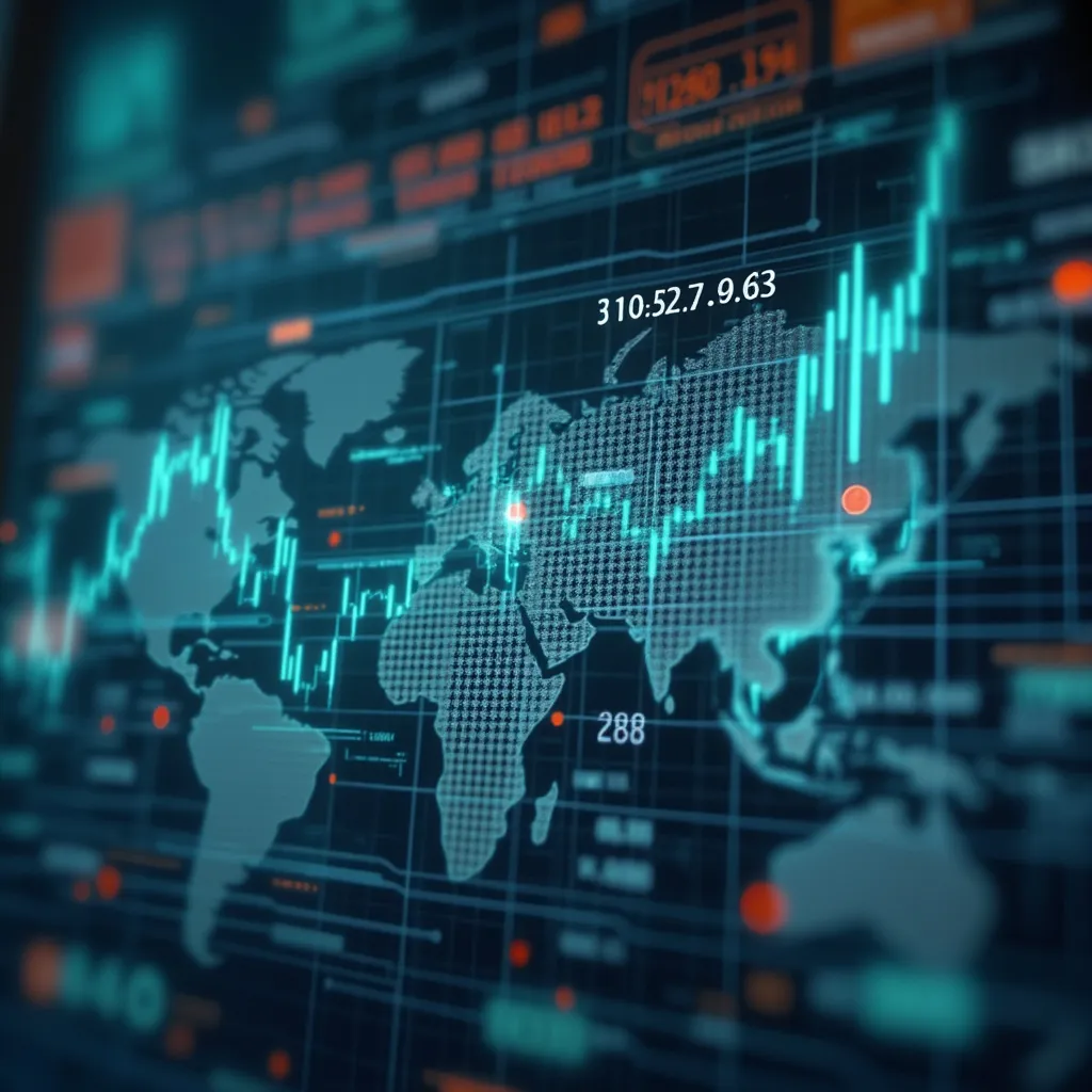 Gráficos y estadísticas financieras en pantalla digital